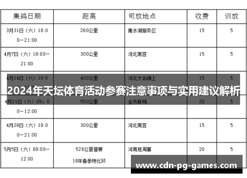 2024年天坛体育活动参赛注意事项与实用建议解析